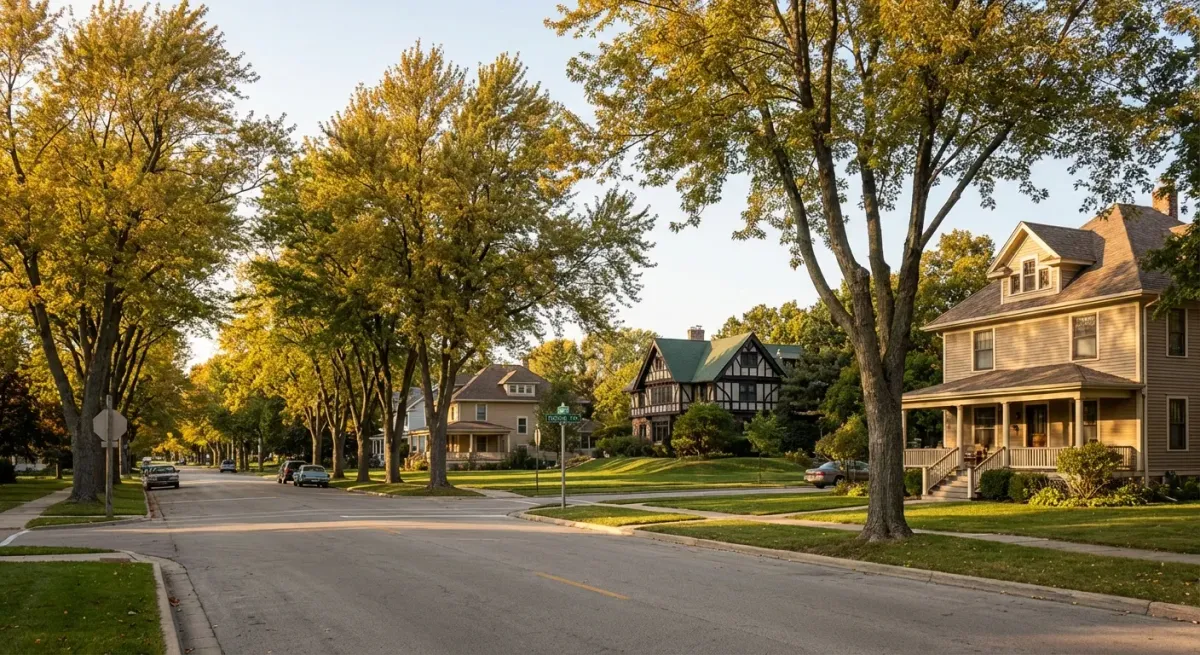 Homes along Shiloh Boulevard in Zion, Illinois